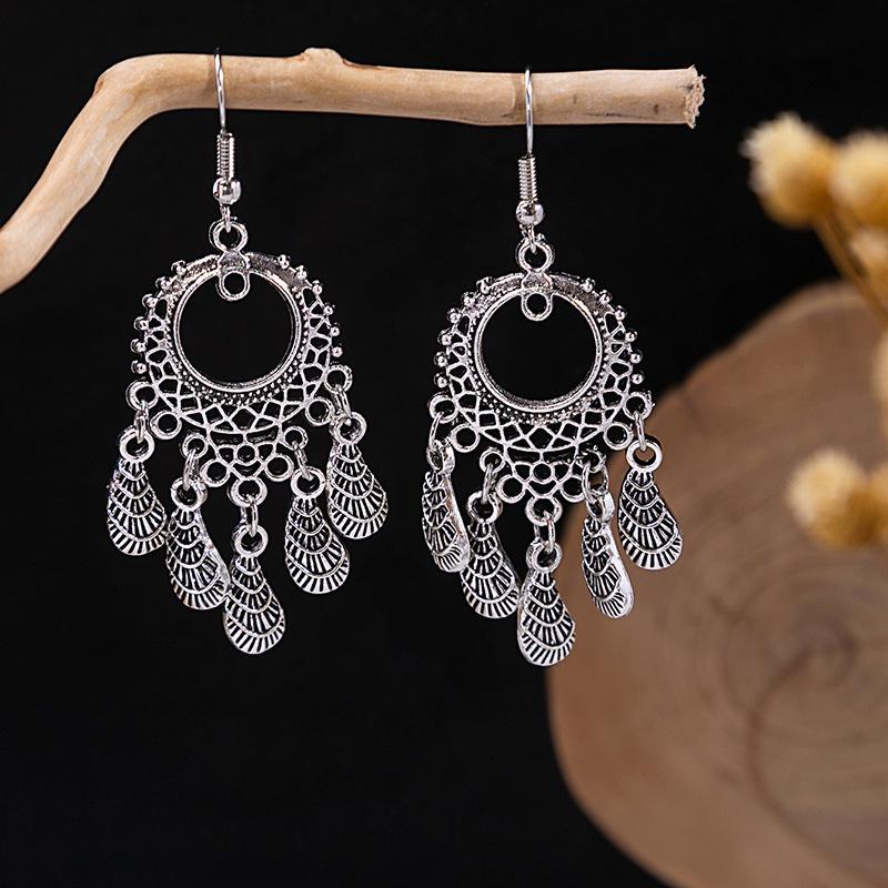 Ethnic Style Imitation Miao Silver Earrings, Colorful Long Fringed Chain Earrings, Hot-selling Earrings In Scenic Spots, Qinghe Jewelry Batches