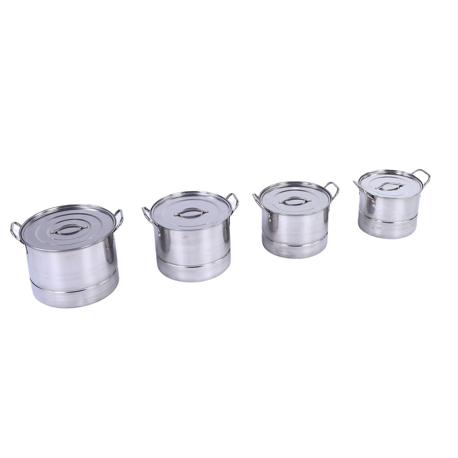 

4PCS Stock Pot Set Stainless Steel Induction Cookware Soup Pot with Steam Rack for Kitchen Cooking