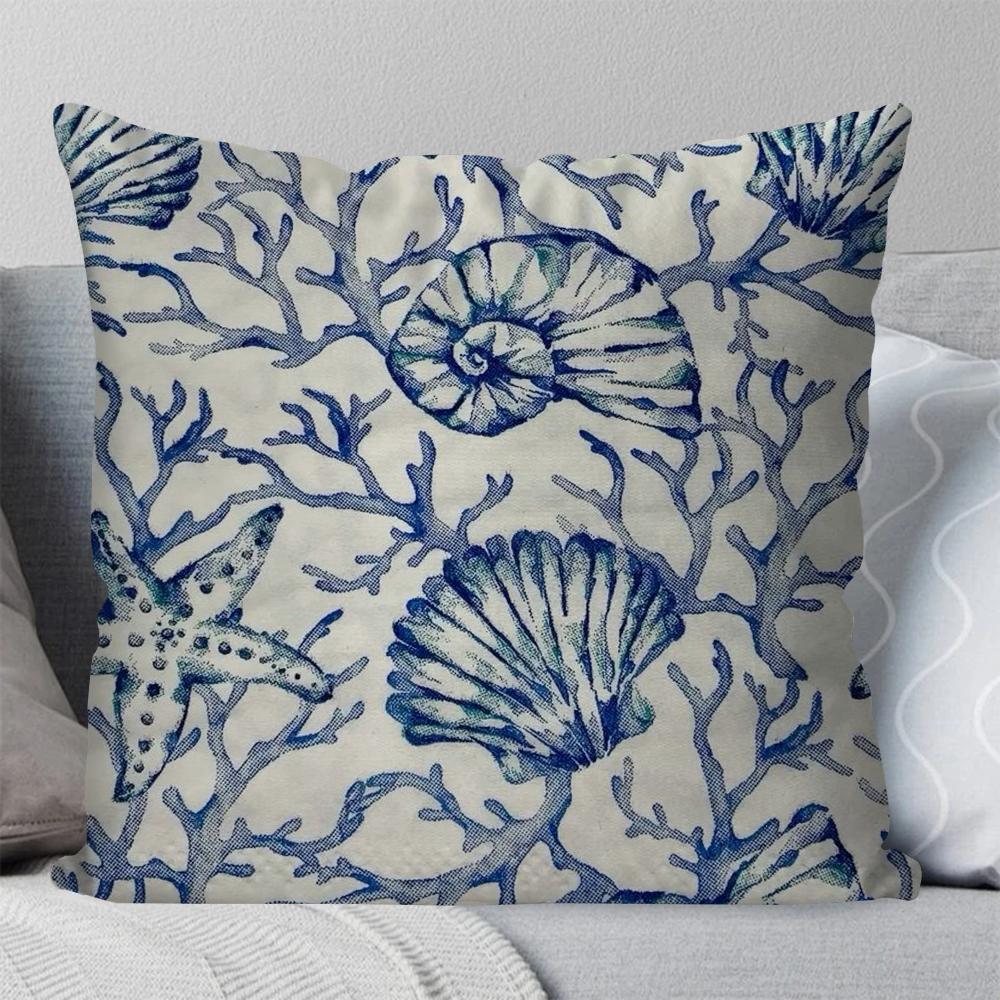 Marine Organism Shells Pillow Case Square Pillow Bedroom Sofa Leisure Comfort Cushion Car Living Room Home Decoration 40X40