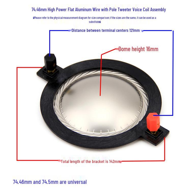 74.46 High-Frequency Tweeter: 75-Core Titanium Diaphragm with Flat Aluminum Wire Coil