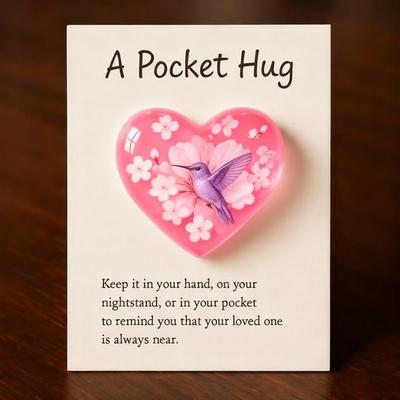 Pocket Hug Gift Card Hummingbird Symbolism Gift Hummingbird Mini Pocket Hug Ornament with Encouragement Card Heart for Friends