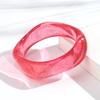 New Gold Powder Irregular Square Acrylic Wide Bangle for Women Statement Resin Geometric Stack Bracelets Fashion Jewelry Gift