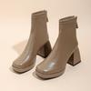 Fashion Luxury Women's Boots Fashion Summer Zippers Ankle Boots Square Heel Shoes for Women Anti-slip Thick Sole Leisure Commute Boots