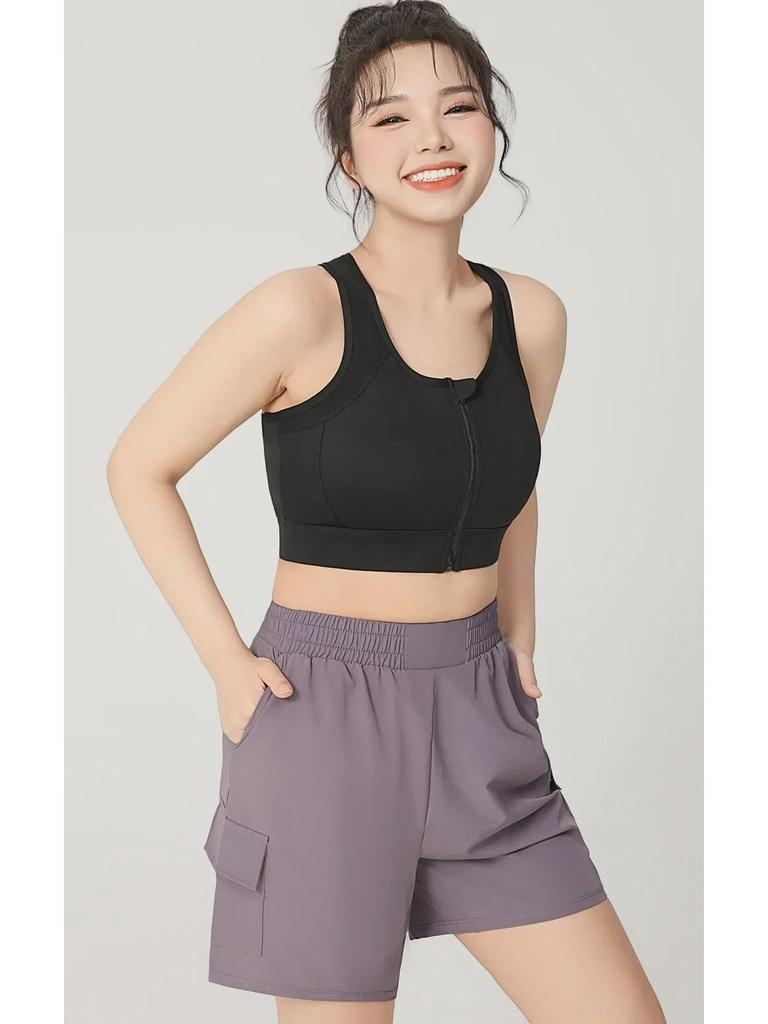Summer Mesh Sports Bra with Front Zipper - Breathable, I-Shaped Back, One-Piece Fitness Design