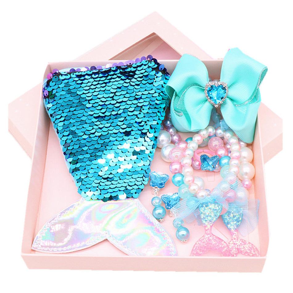 Children'S Princess Crown Accessories Necklace Set Bag Accessories Mermaid Generation Children'S Birthday Gift Jewelry