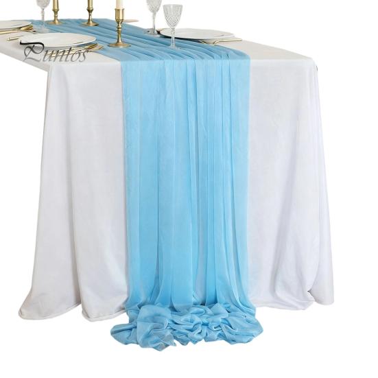 Heat Resistant Table Runner Sheer Flowing Runner, Chiffon Wedding Elegant Solid Color Durable for Dining Home Bridal Shower Party Decor Decorative