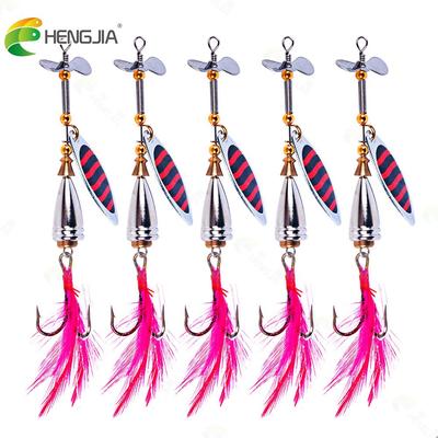 10cm 9.9g 5PCS Spinner Spoon Lure Metal Sequins Bait Fishing Lures for Lake Fishing Feather Hook