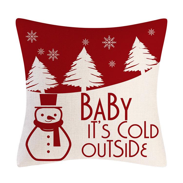 Christmas Pillowcase Linen Santa Claus Snowflake Sofa Living Room Pillowcase Cushion