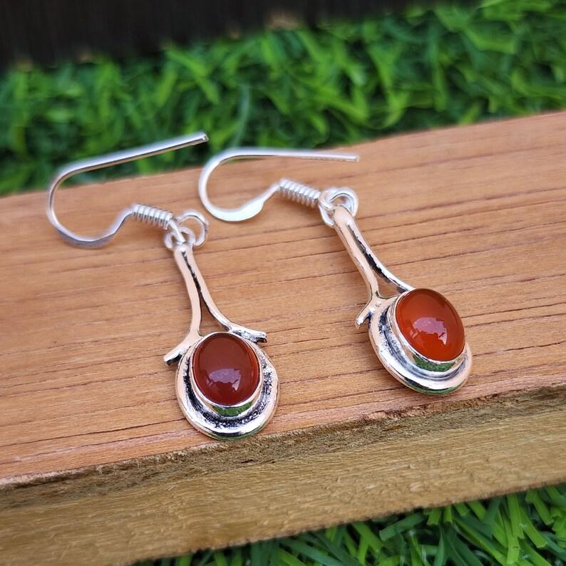 Carnelian gemstone Women Dangle Earring, Gift For Her, Designer Earring, Handmade Jewelry, 925 Silver Earring