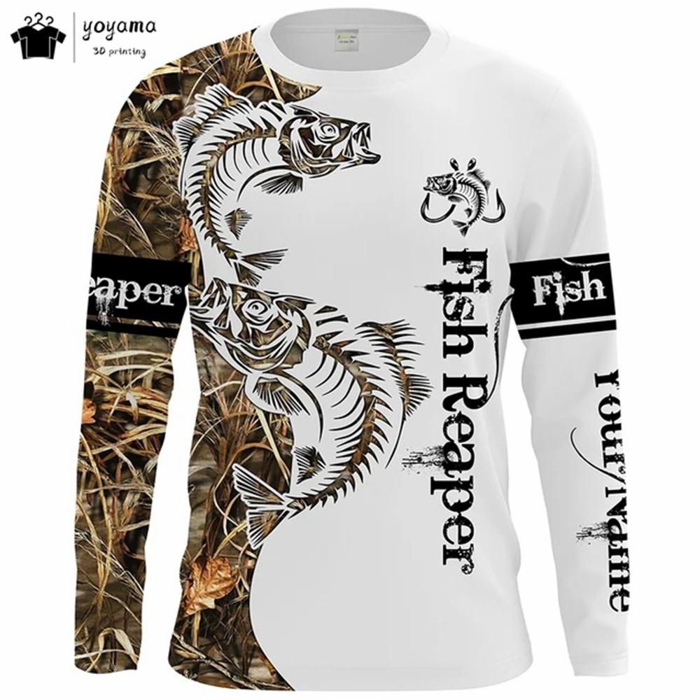 Classic Fish Print Graphic T shirts 3D Print Men's Clothing Street Casual T shirt Men Top Men's Long Sleeve T-shirt Mens Clothes