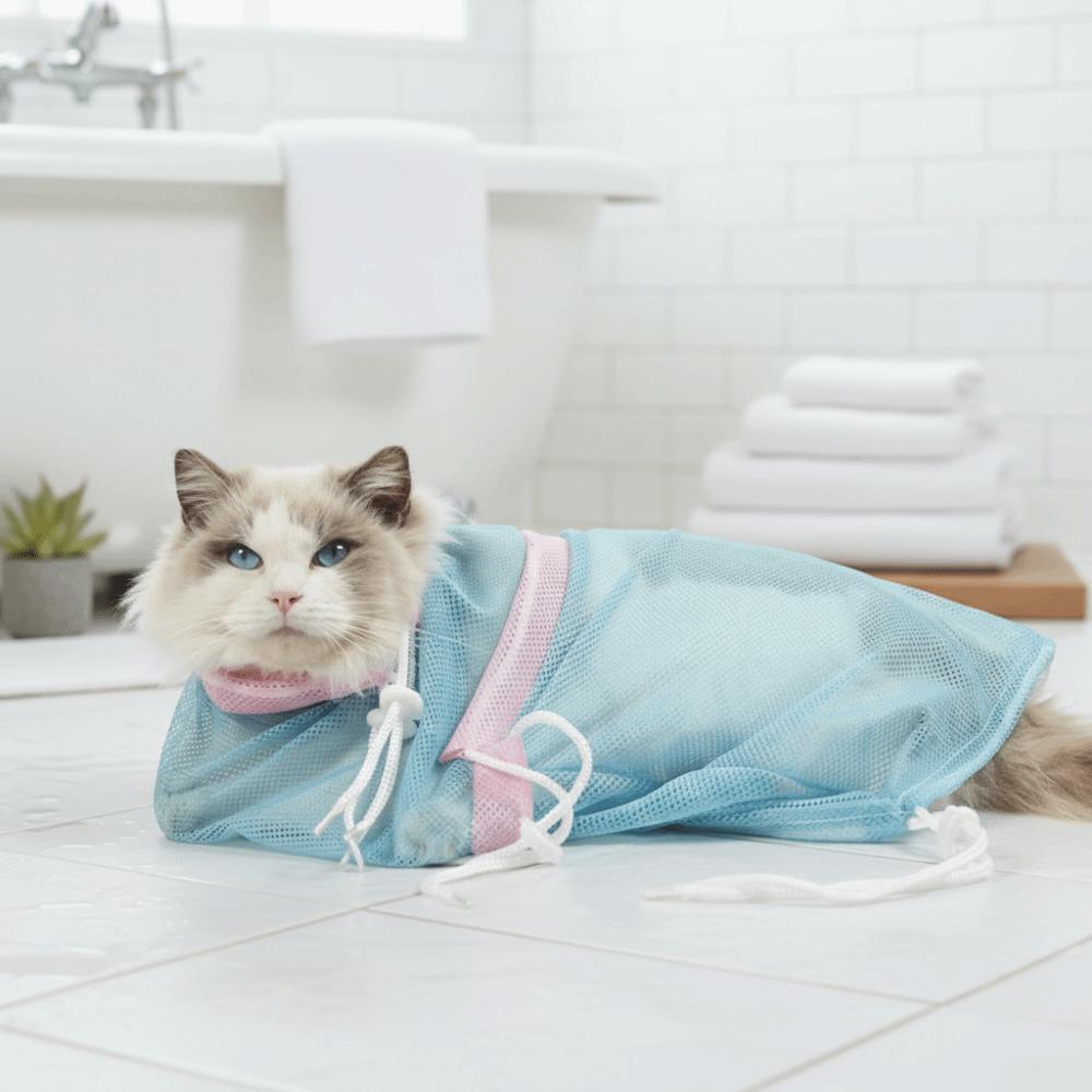Breathable Mesh Cat Washing Bag Anti Bite Mesh Bath Bag Pet Washing Bag  For Pet Cat