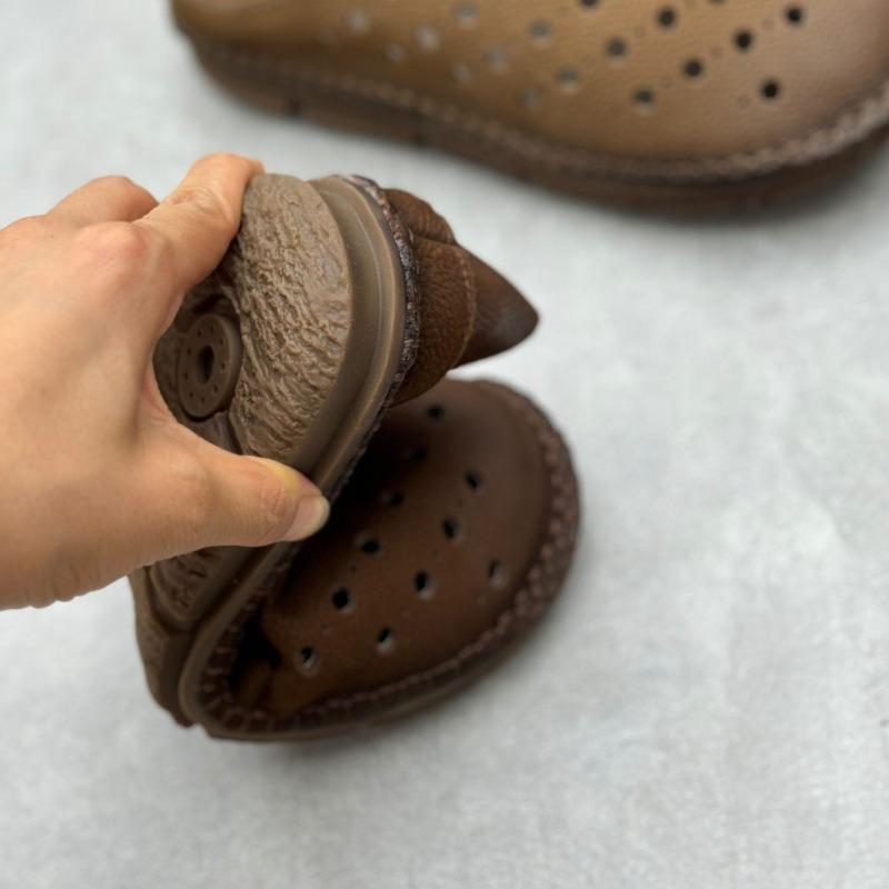 Women's Handmade Leather Shoes Summer Round Head Flat Soft Cowhide Hole Sandals