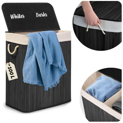 Panier à linge en bambou avec couvercle 100 l Massido