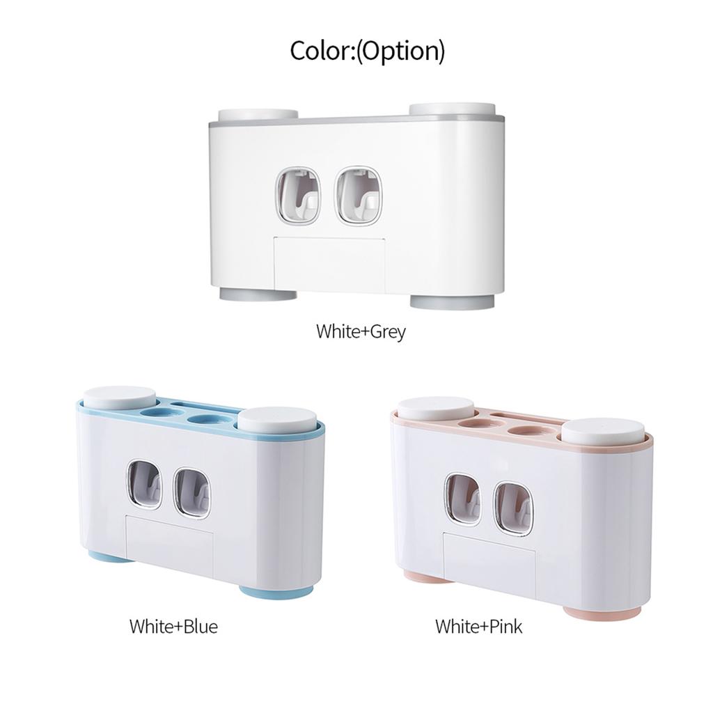 Ecoco Automatic Squeeze Toothpaste Set Wall Mounted Toothbrush Holder with 2 Toothpaste Dispensers 4 Cups and 5