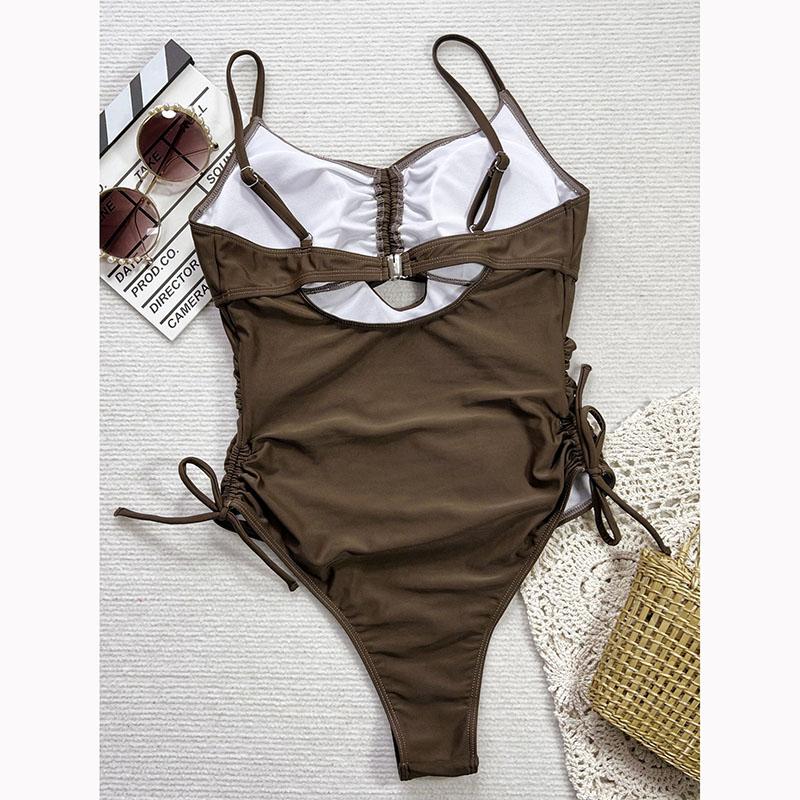 Sexy Swimwear Push Up One Piece Suit Women's Swimsuit Bathing Set Solid Color Swimsuits Beach Wear