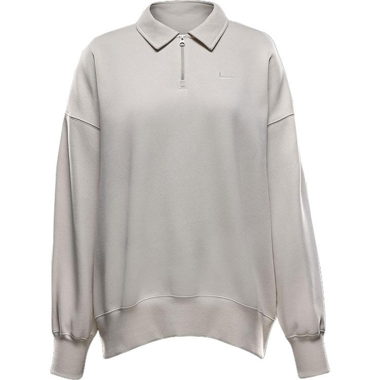 

Nike Sportswear Phoenix Fleece Pullover Comfortable Long Sleeve Polo Shirt Women tops Light-Earlwood-Brown Sail FZ3207-104 XL