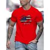 American Flag Pattern Print Men Cotton Summer Casual Loose Size Trendy Round Neck Short Sleeve T-shirt Top