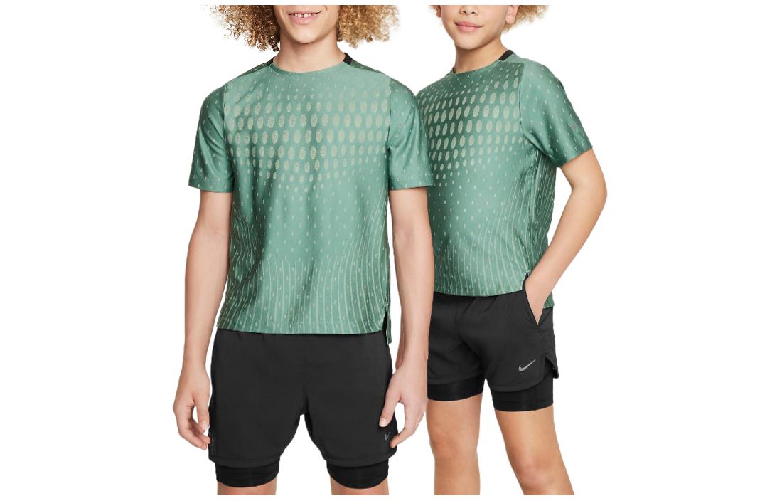 Nike T Shirt Coastal Blue/Light Olive Green Gray/Black Kids  FJ6815-361 S