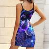 Summer New Flower Dragonfly and Butterfly Dragonfly  Patterns  Print Sleeveless Bodycon Dress with Pockets Sexy Slim Fit Elegant Party Dress
