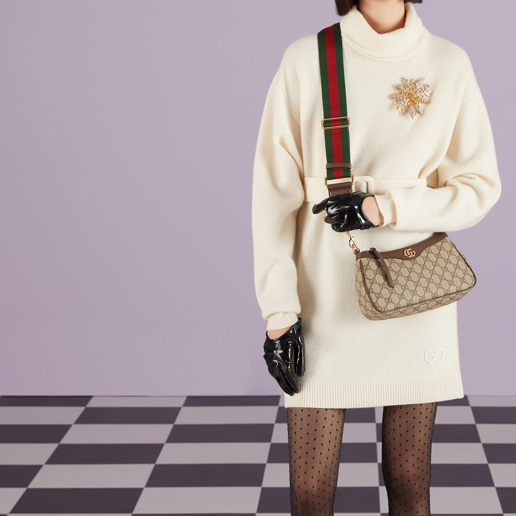 Gucci Ophidia GG Mała torebka Beżowa/Hebanowa Supreme Damskie Torby na ramię Beżowy 735132-FABLE-9442