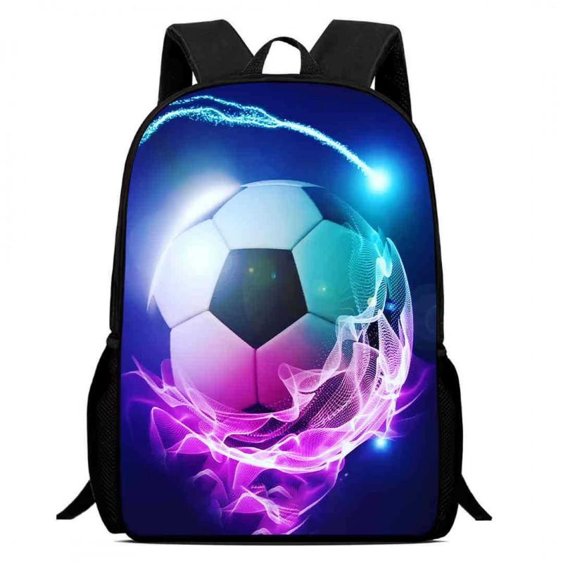 Kids Soccer Backpack Elementary School Students Large Capacity Lightweight Anti-Shock Ergonomic Design With Cartoon Print