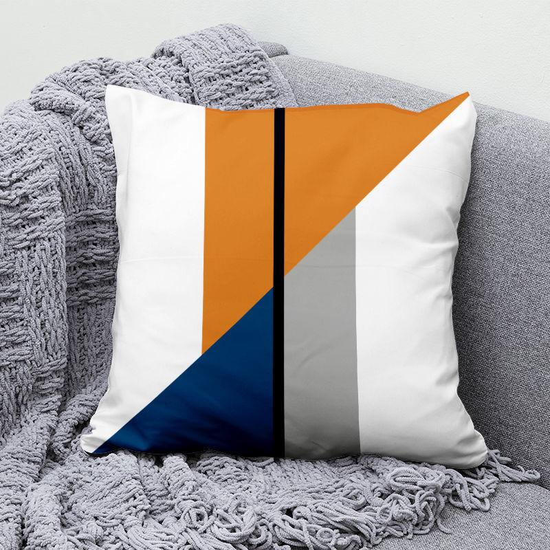Light Luxury Orange Geometric Pillow High-end Home Living Room Sofa Office Seat Cushion Core Pillow Cover