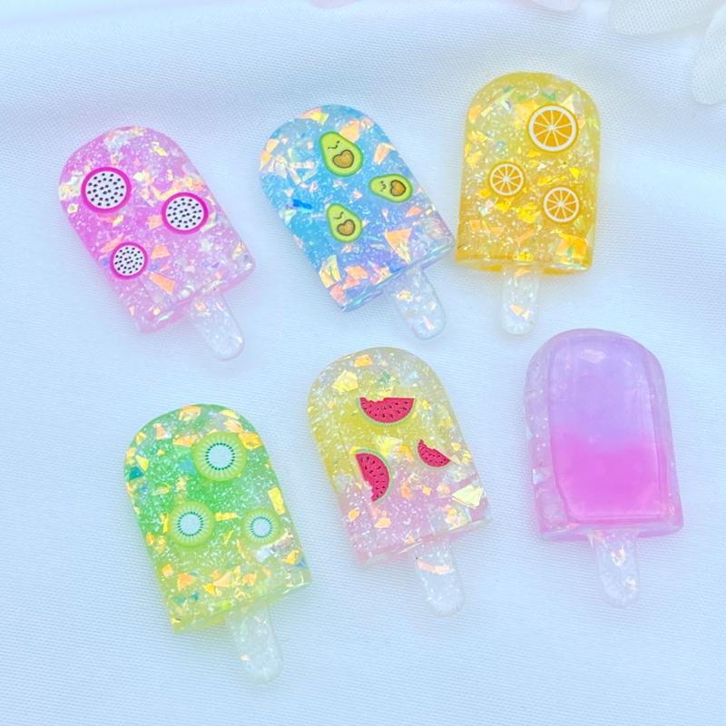 10 Stück Neue Süße Gemischte Glänzende Fruchteis Flache Rückseite Harz Cabochons Scrapbooking DIY Schmuck Basteln Dekoration Zubehör