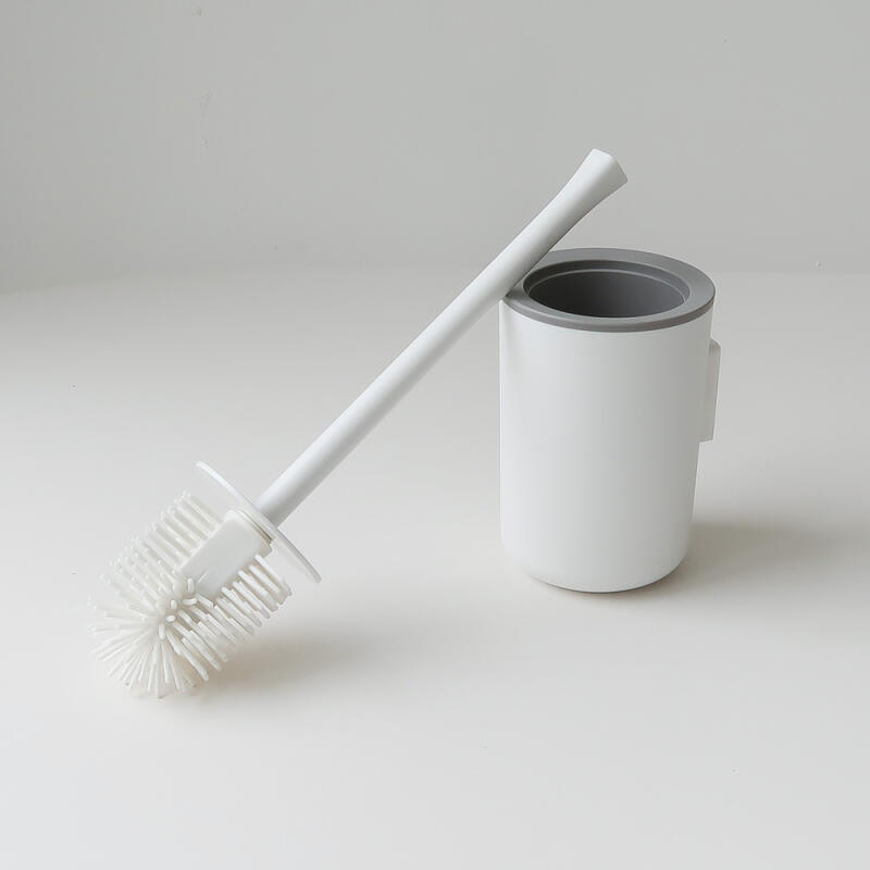 Adhesive wall-mounted round toilet brush