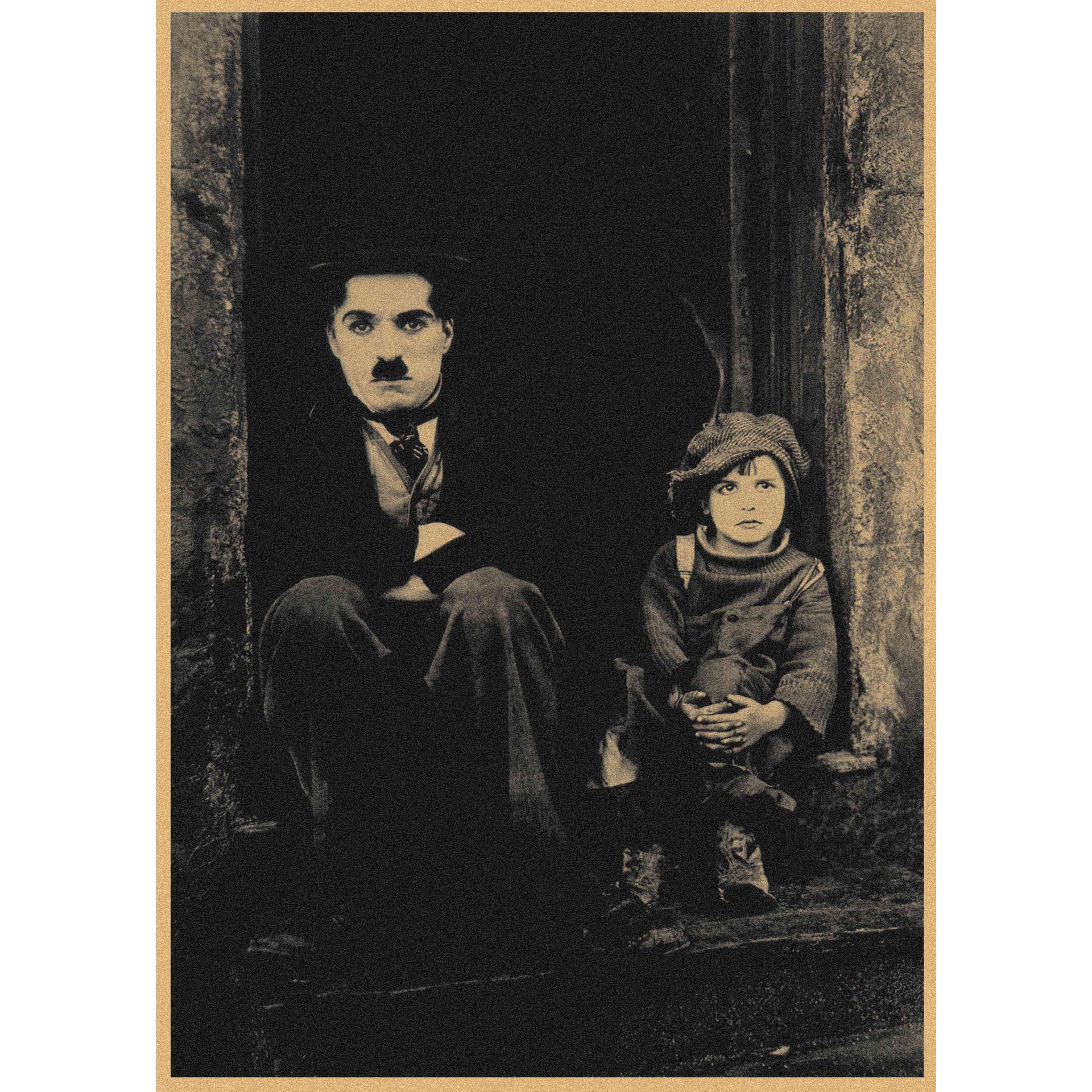 

Chaplin Retro Kraft Poster: City Lights & Modern Times Decorative Wall Art 394 29.7X42cm (A3 size)