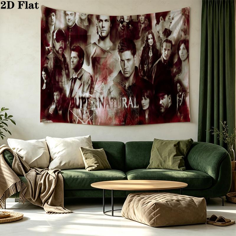 Supernatural Brothers Wall Tapestry Aesthetic Wall Hanging Printed Fabric Blanket Decorative Tapestries for Bedroom Living Room Home Decor