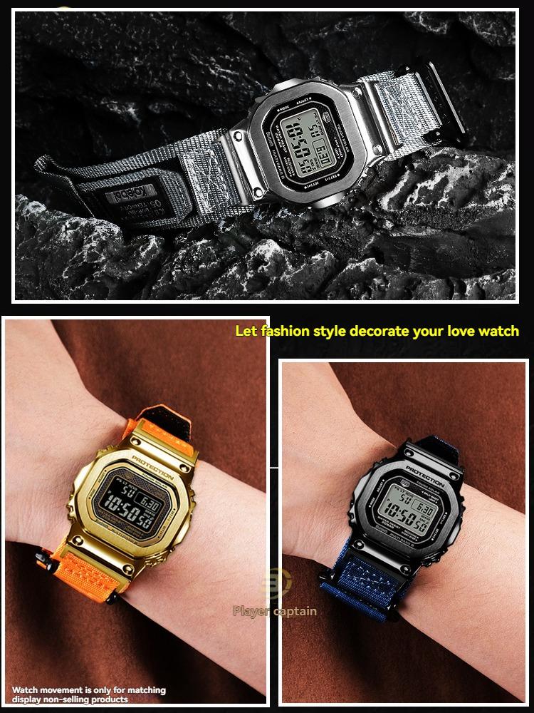Replacement Nylon Canvas Strap for Casio G-Shock GMW-B5000 Metal Square Watch - Sporty Waterproof Adjustable Band Accessory