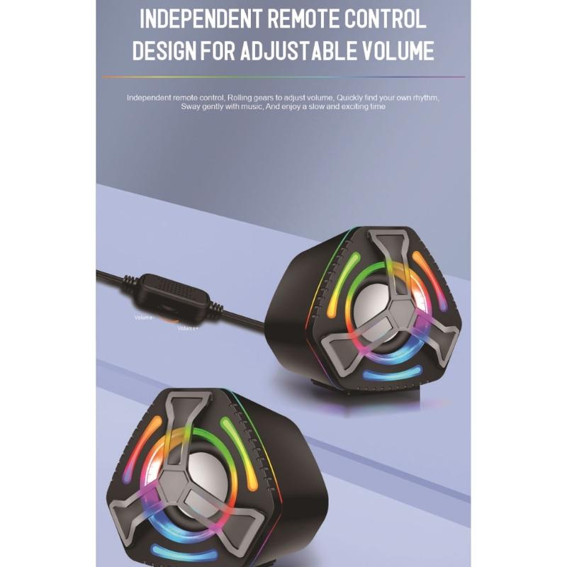 USB Corded Multimedia Speakers With Vibranted Color Effects And Double Connection For Laptop Desktop Devices
