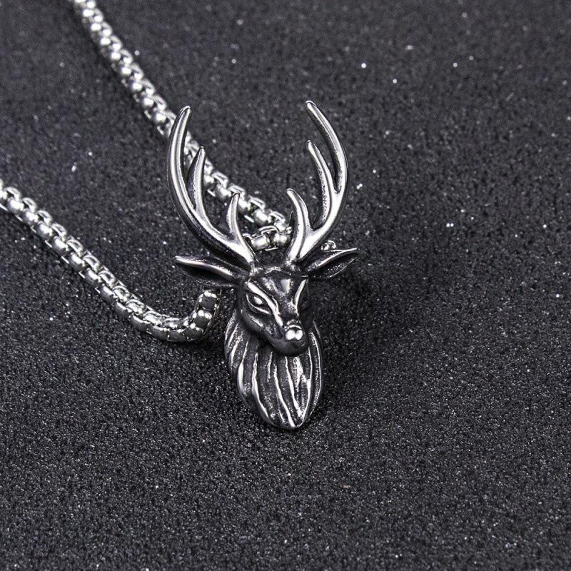 

Retro Deer Head Pendant Necklace - Women s Christmas Animal Jewelry серебряный