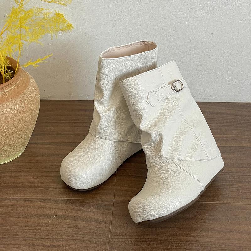 Knight brown trousers beautiful boots new medium boots thick-soled Martin boots autumn and winter boots women's short boots rad