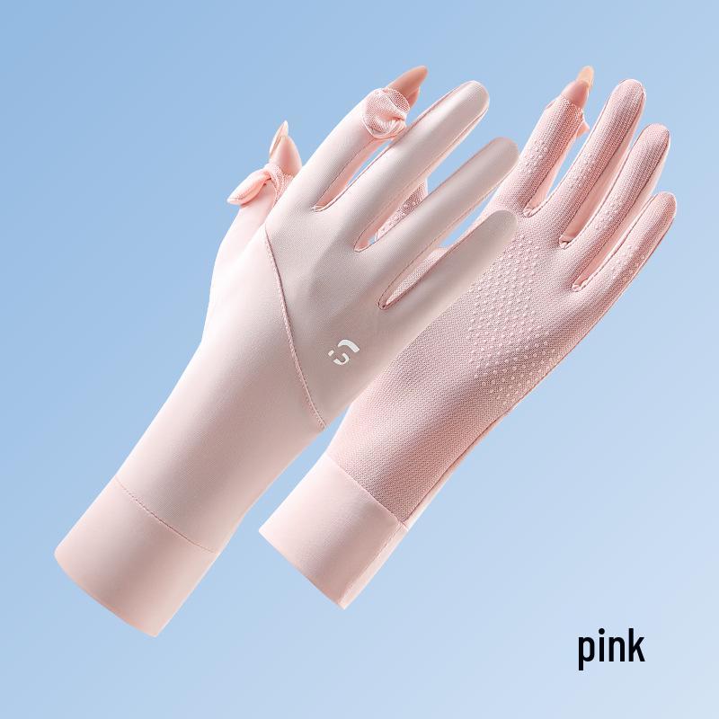 Women's Anti-UV Ice Silk Summer Gloves: Breathable, Thin, Non-Slip, Touchscreen Compatible for Driving & Cycling.