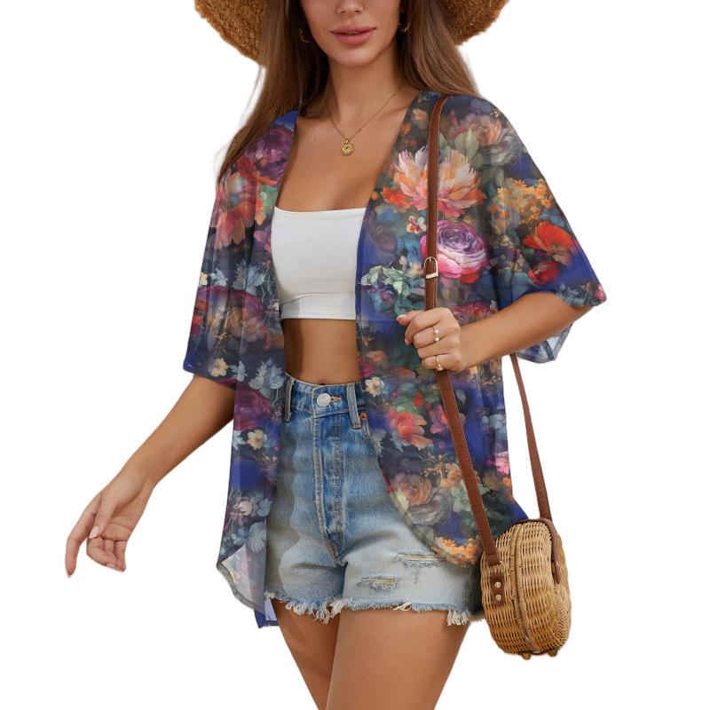 Chiffon Kimono Cardigan - Sun Protection Beach Cover-Up for Women