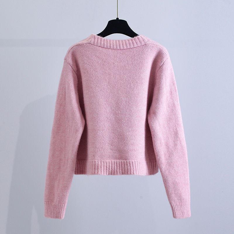 Handmade Chunky Knit Flower Cardigan for Women - Early Autumn Korean Style