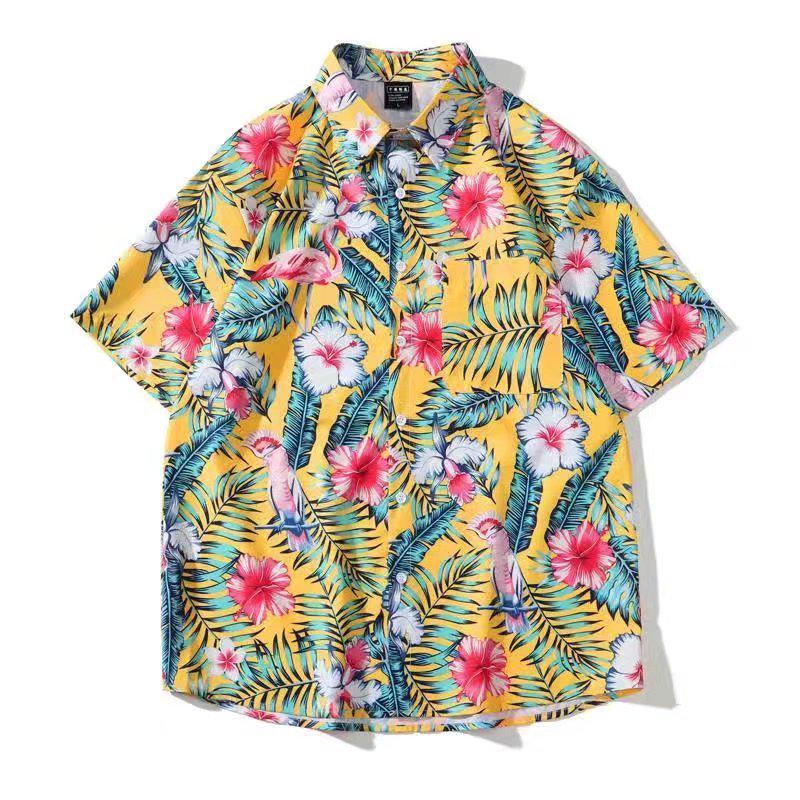 Unisex Summer Floral Short Sleeve Shirt - Hainan Sanya Travel & Casual Hong Kong Style Fashion