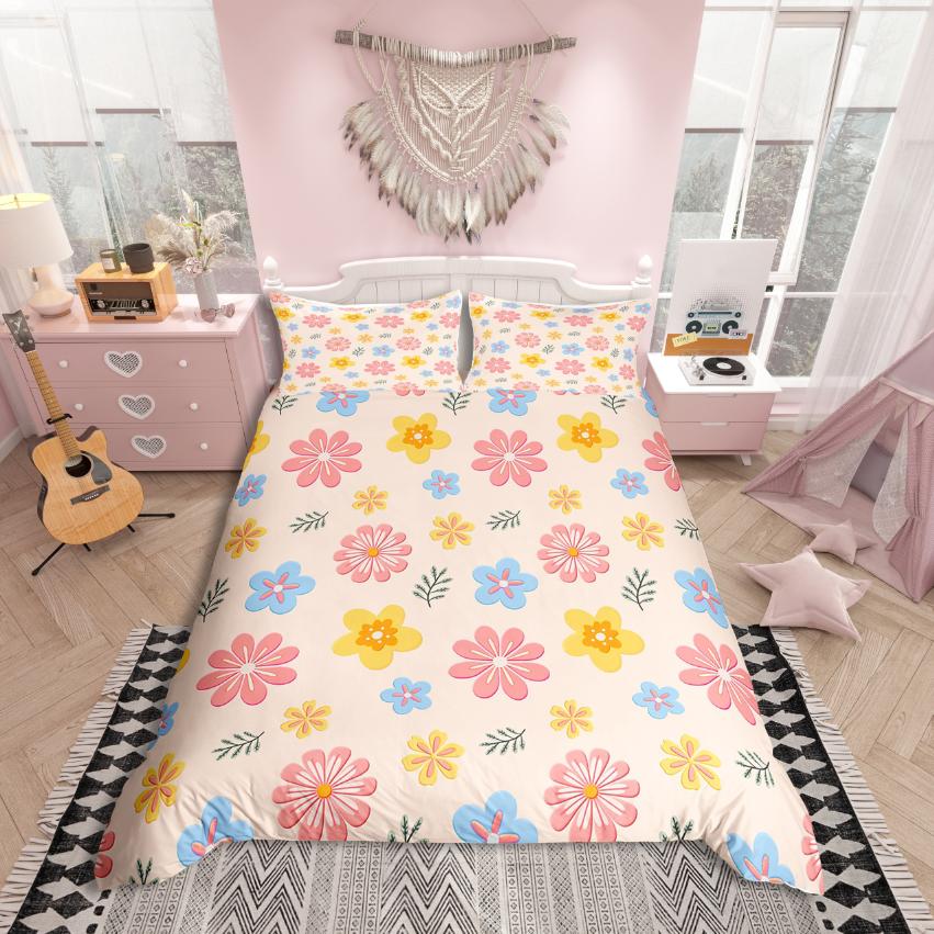 Comforter Homewish Retro Rustic Flower Chic Butterfly Comforter Setpink Red White Bed Set For Girls