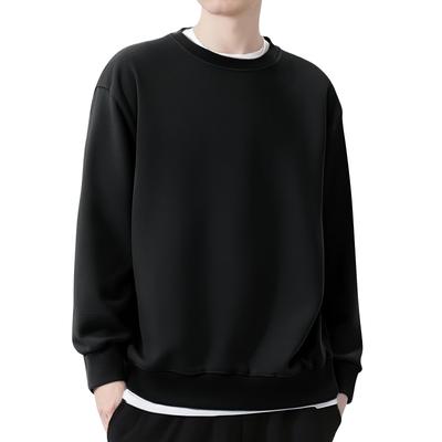 SLEEPSINERO Winter Wear Plus Size Crew Neck Cotton Long Sleeve Casual Cotton Solid Color Mountain Climbing Men's Sweatshirt, [Loose Fit, Slimming],