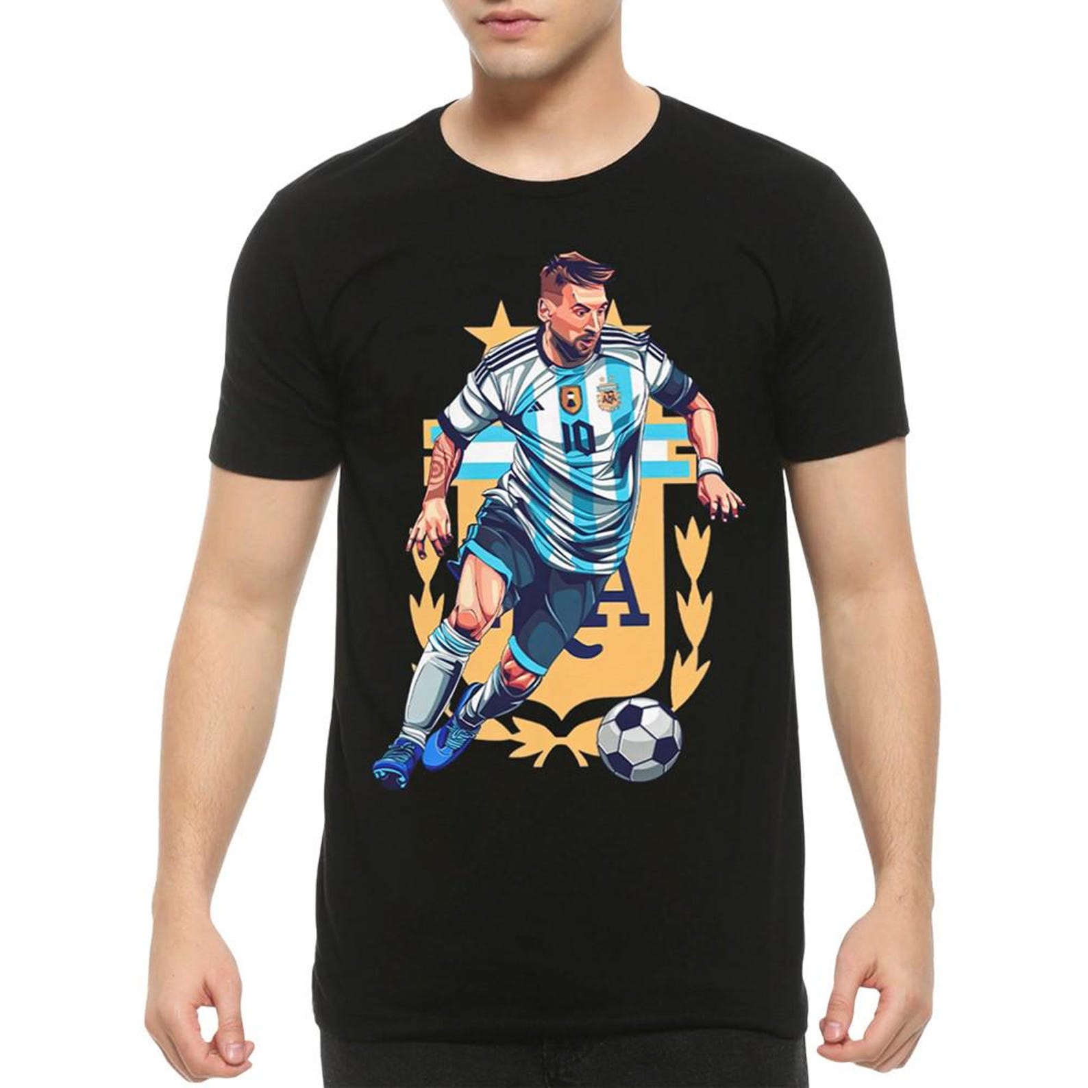 Lionel Messi Champion T-Shirt, Men s and Women s Sizes (FOT-50099) L