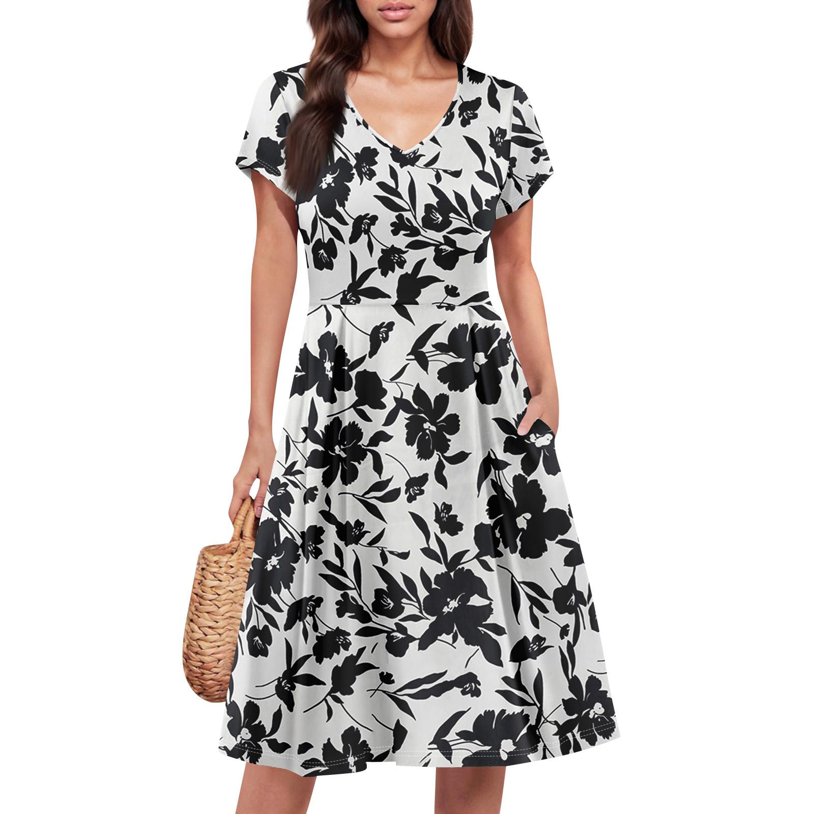 

Женское летнее платье с коротким рукавом и V-образным вырезом, короткие платья, модное повседневное струящееся платье-халат с карманом XL белый