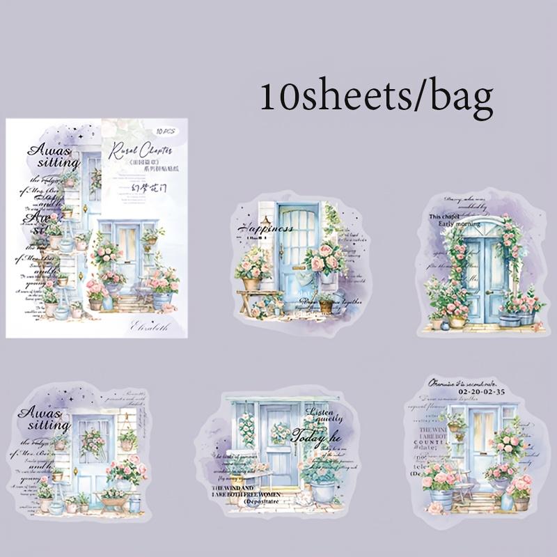 Mr Paper, 10sheets/bag Field Chapter series watercolour stained landscape collage stickers stickers kawaii stationery supplies