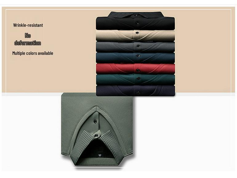 Men's High-End Business Casual Striped Long-Sleeve Polo for Spring & Autumn