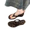 Temperamentvolle Sandalen mit hohen Absätzen, Zehensteg-Sandalen mit Leopardenmuster, mit 2025 Rockschuhe Damenschuhe Keilabsatz Sommersandalen