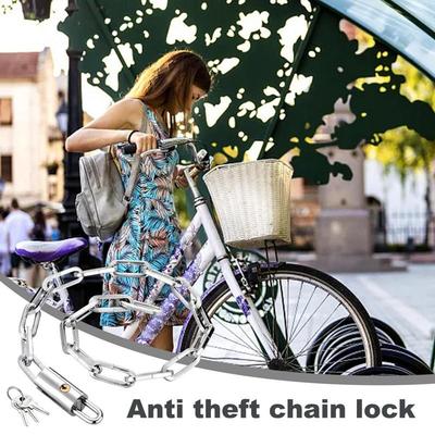 Bike Chain Lock Anti-Theft Bike Lock Steel Chain Lock With Keys Extra Long Security Chain Thick Heavy Duty Bike Accessories For