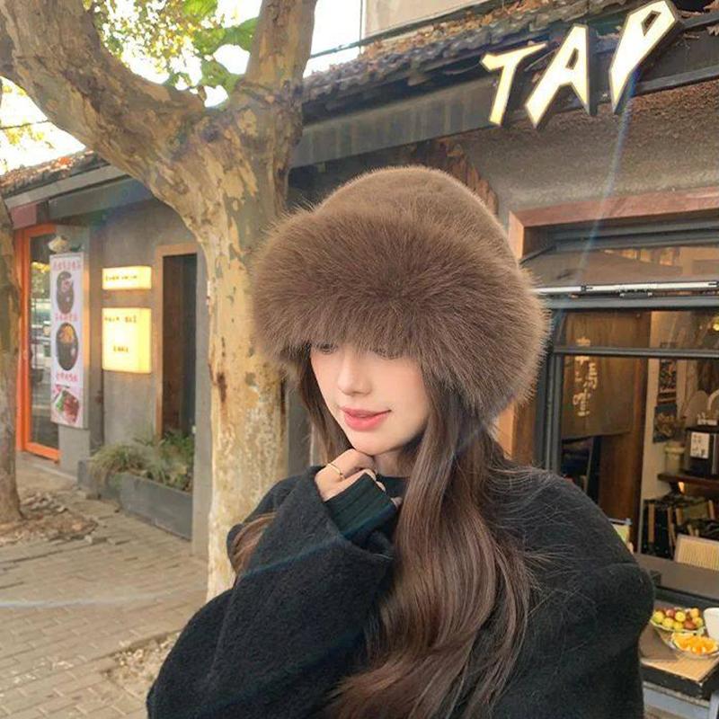 Women Autumn Winter Faux Fur Hat Sweet And Lovely Warm Hats Girls Outdoor Quality Faux Mink Fur Caps