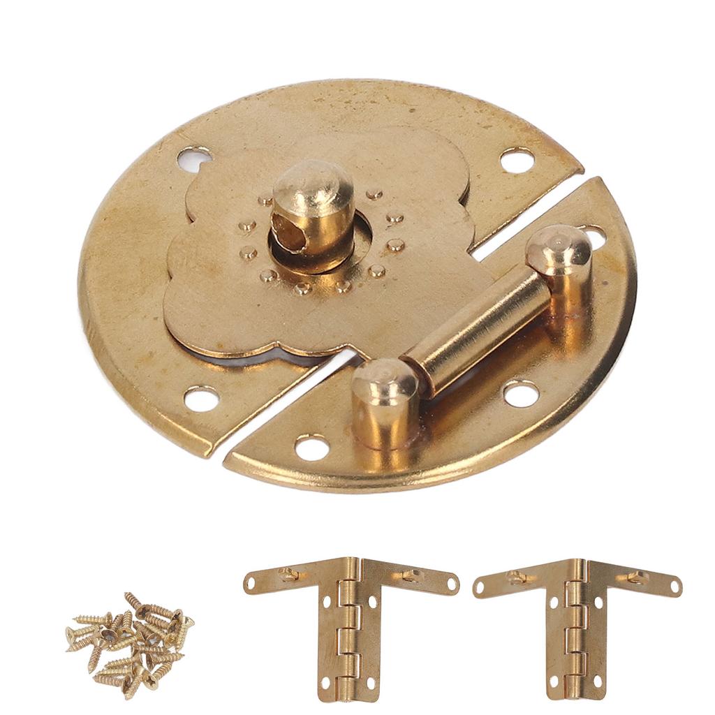 Round EmNaBossing Copper Hasp Retro Wooden Box Lock Clasp Decorative Hasps for Wedding Card Boxes Wine Boxes