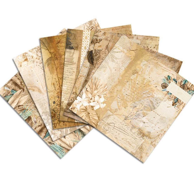 24 Sheets Vintage Craft Paper Pads Cutting Dies Art Background Origami Scrapbooking Card Making