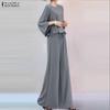 ZANZEA Women 3/4 Sleeve Blouse and Pants Casual Two Piece Suit Sets